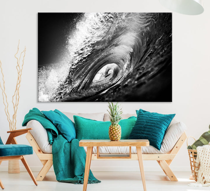 Big Surfwave Ocean Canvas Wall Art Beach Surf Artwork for Living Room Decor