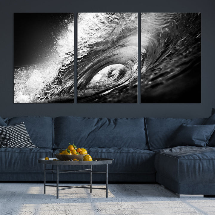 Big Surfwave Ocean Canvas Wall Art Beach Surf Artwork for Living Room Decor