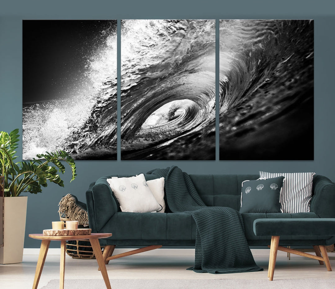 Big Surfwave Ocean Canvas Wall Art Beach Surf Artwork for Living Room Decor