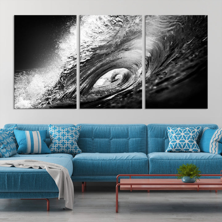 Big Surfwave Ocean Canvas Wall Art Beach Surf Artwork for Living Room Decor