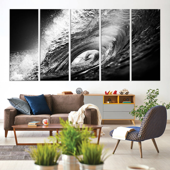 Big Surfwave Ocean Canvas Wall Art Beach Surf Artwork for Living Room Decor