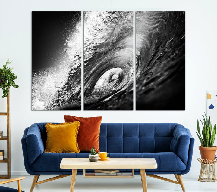 Big Surfwave Ocean Canvas Wall Art Beach Surf Artwork for Living Room Decor