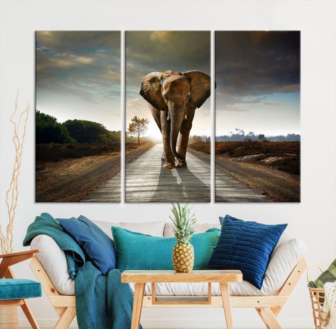 Big Wild Elephant Large Wall Art Canvas Print Living Room Office Decor