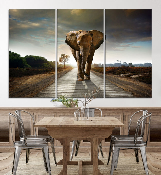 Big Wild Elephant Large Wall Art Canvas Print Living Room Office Decor