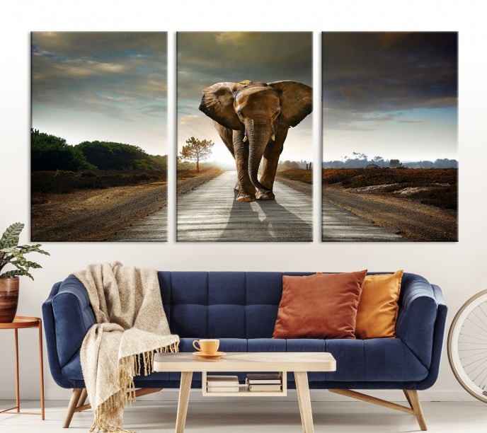 Big Wild Elephant Large Wall Art Canvas Print Living Room Office Decor