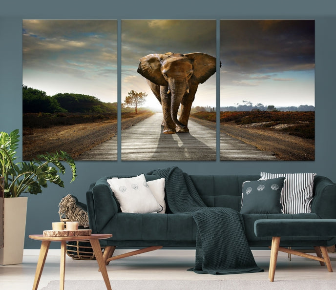 Big Wild Elephant Large Wall Art Canvas Print Living Room Office Decor