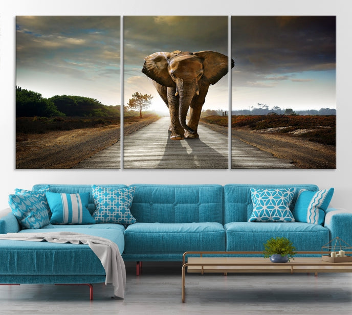 Big Wild Elephant Large Wall Art Canvas Print Living Room Office Decor