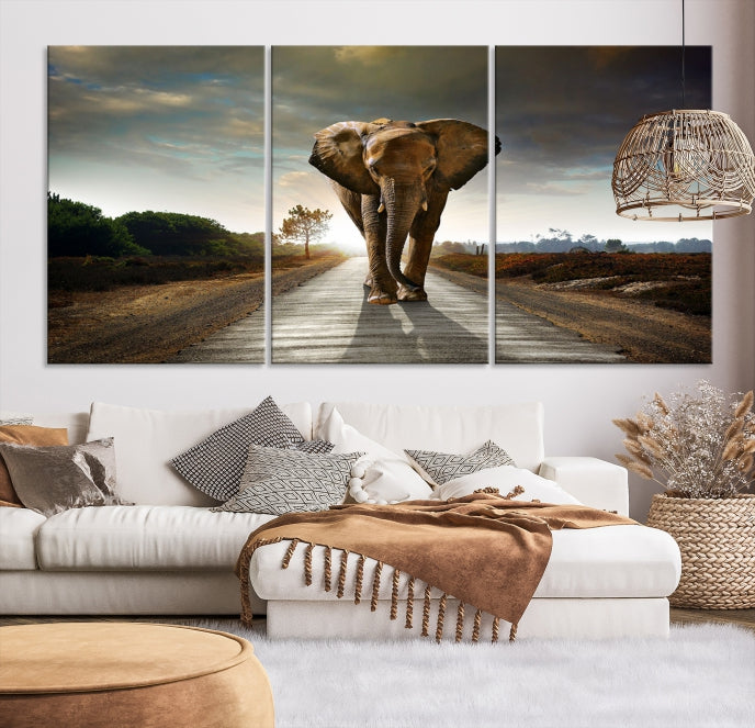 Big Wild Elephant Large Wall Art Canvas Print Living Room Office Decor