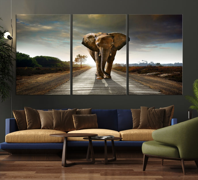 Big Wild Elephant Large Wall Art Canvas Print Living Room Office Decor