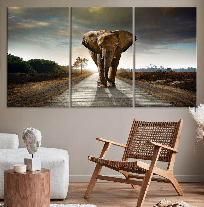 Big Wild Elephant Large Wall Art Canvas Print Living Room Office Decor