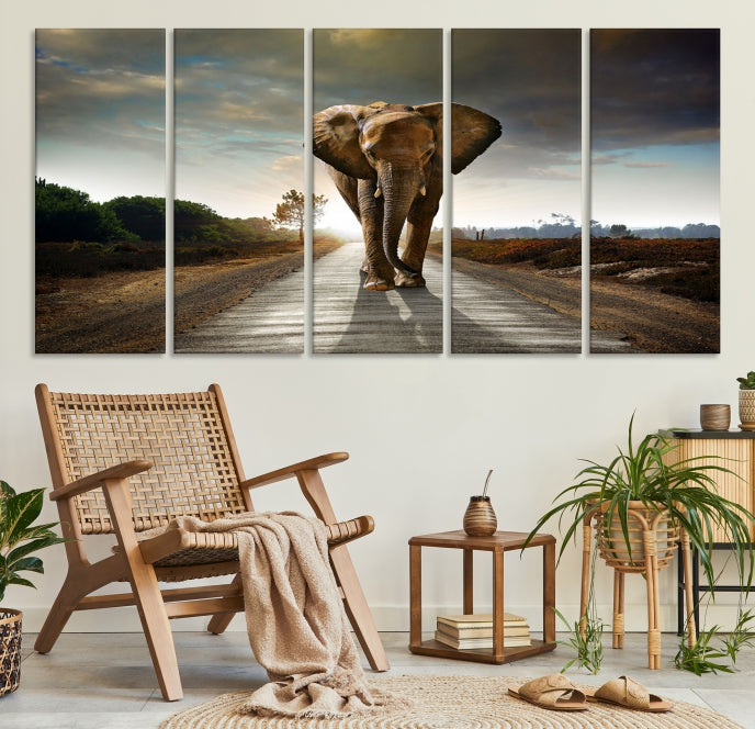 Big Wild Elephant Large Wall Art Canvas Print Living Room Office Decor