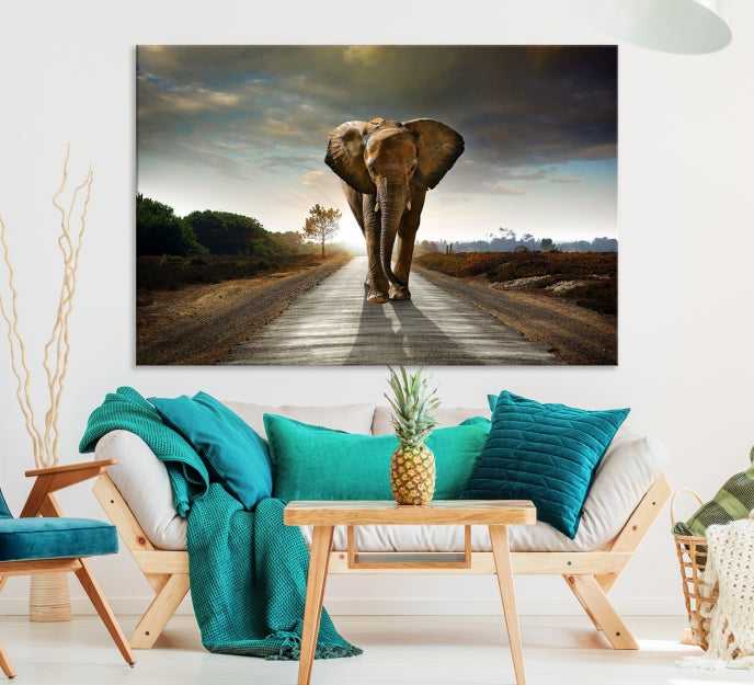 Big Wild Elephant Large Wall Art Canvas Print Living Room Office Decor