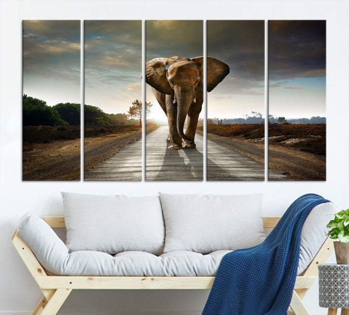 Big Wild Elephant Large Wall Art Canvas Print Living Room Office Decor