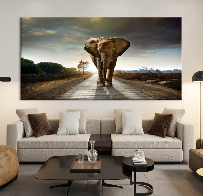 Big Wild Elephant Large Wall Art Canvas Print Living Room Office Decor