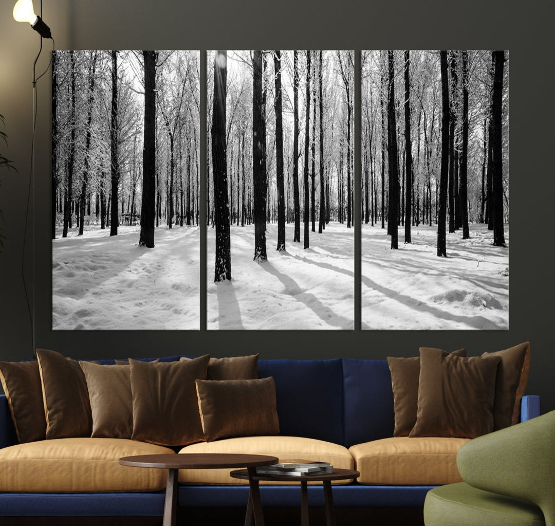 Birch Tree Forest Winter Landscape Large Wall Art Canvas Print