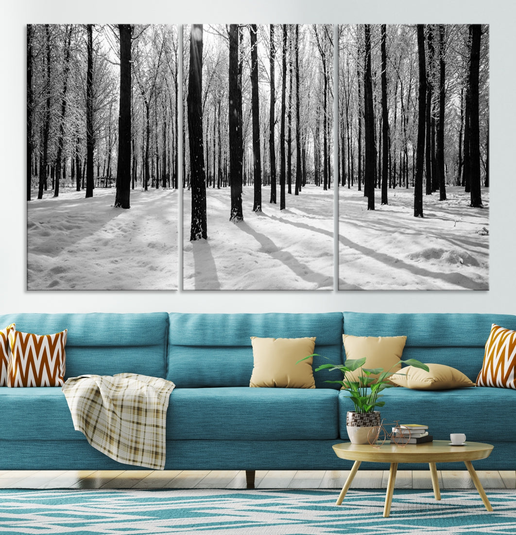 Birch Tree Forest Winter Landscape Large Wall Art Canvas Print