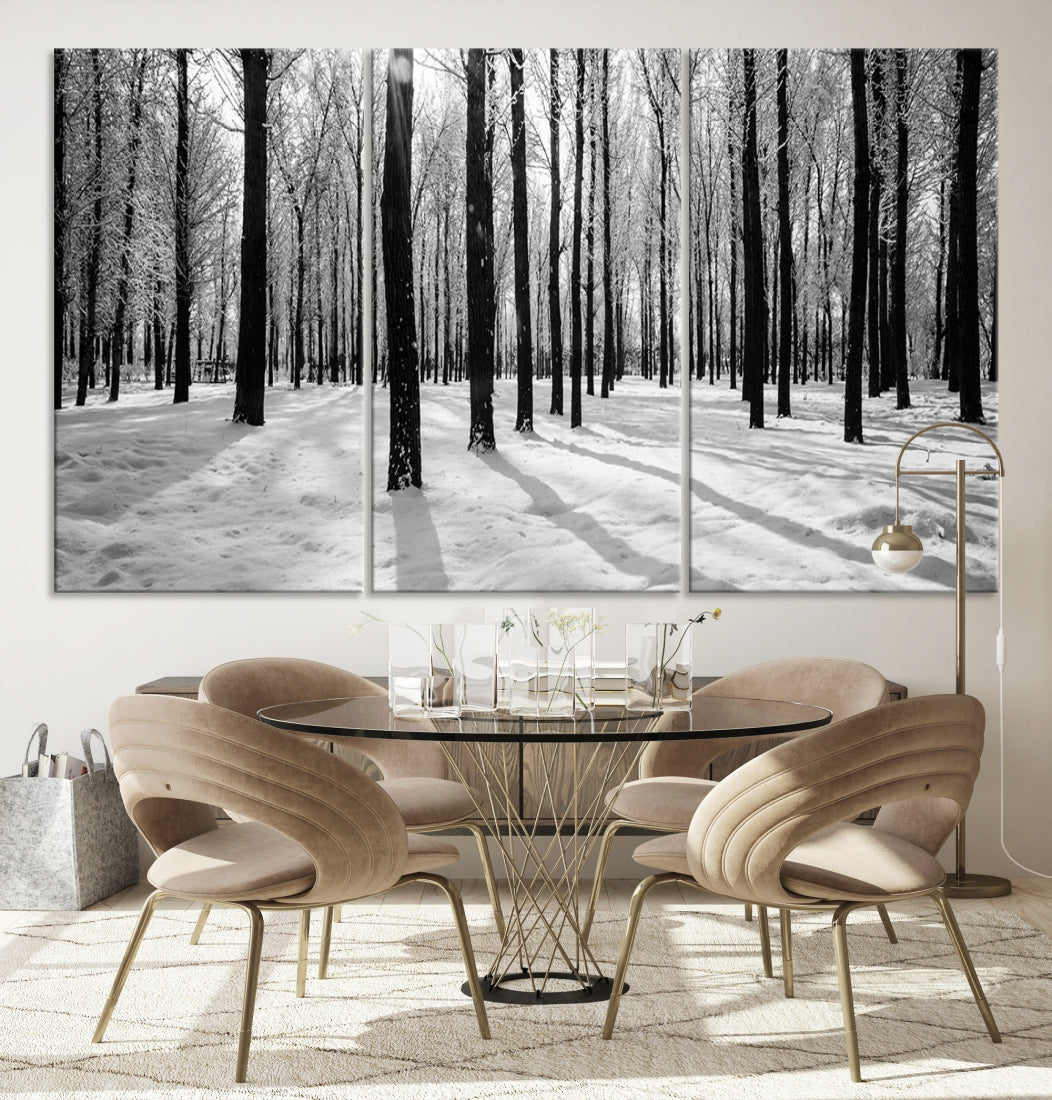 Birch Tree Forest Winter Landscape Large Wall Art Canvas Print