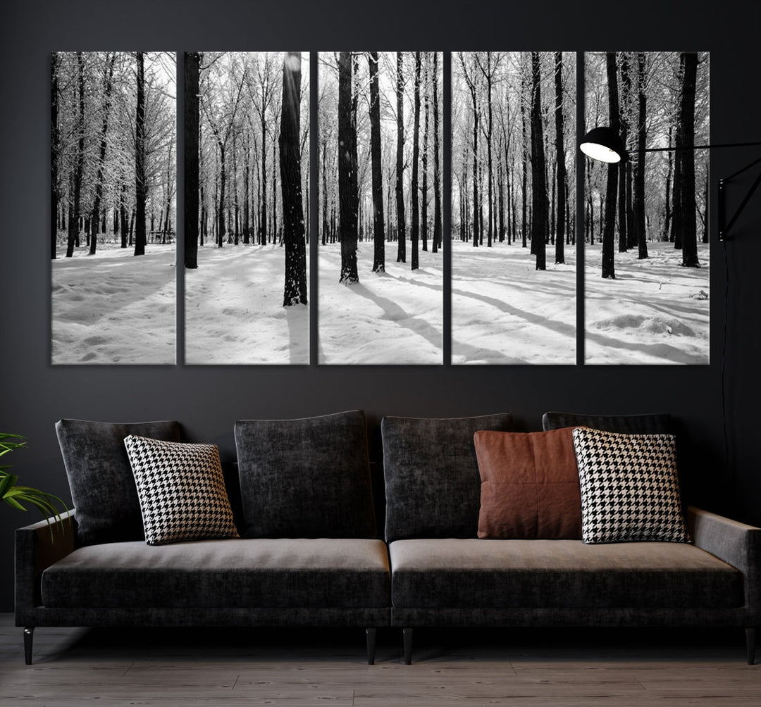 Birch Tree Forest Winter Landscape Large Wall Art Canvas Print