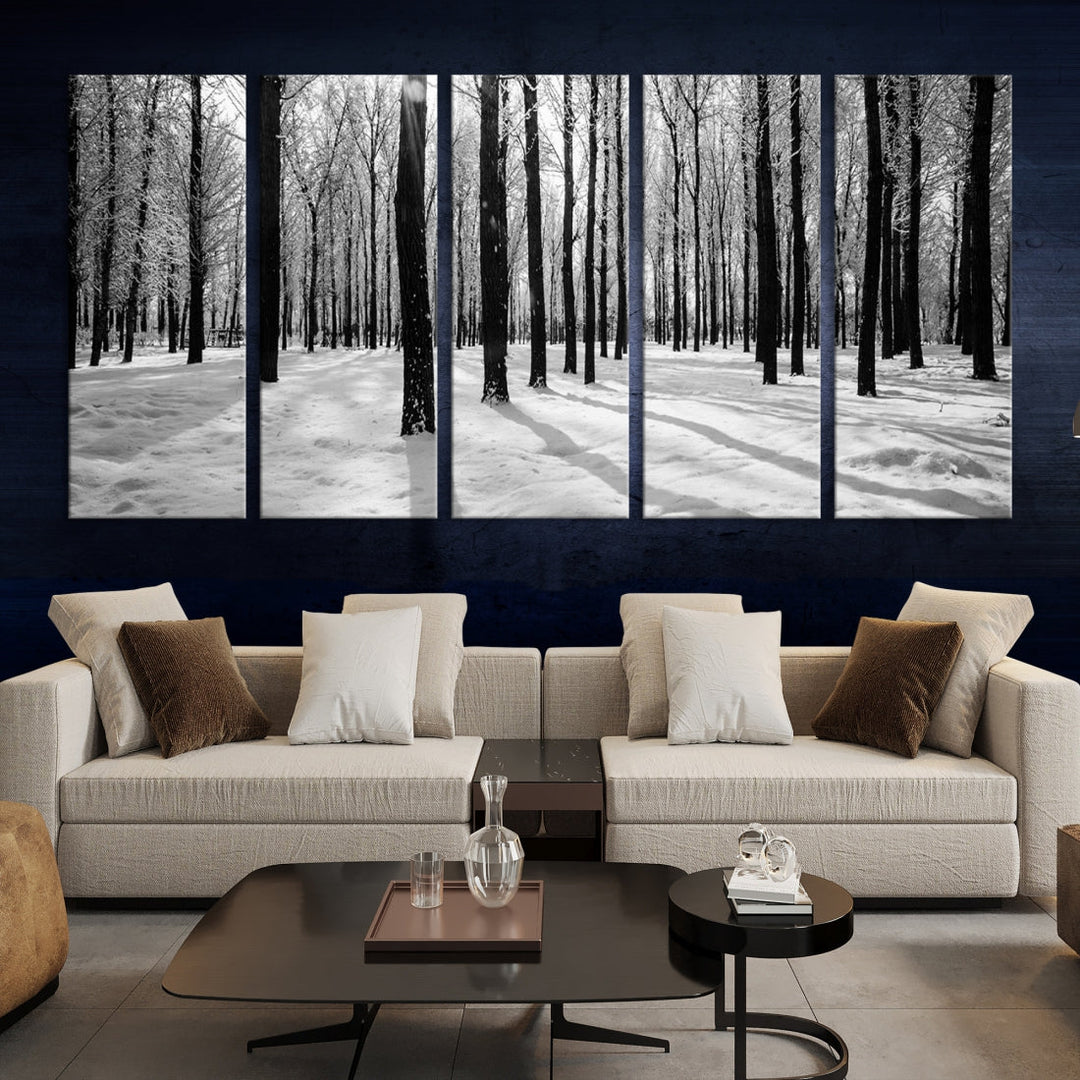 Birch Tree Forest Winter Landscape Large Wall Art Canvas Print