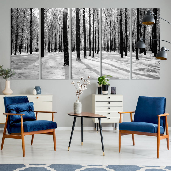 Birch Tree Forest Winter Landscape Large Wall Art Canvas Print