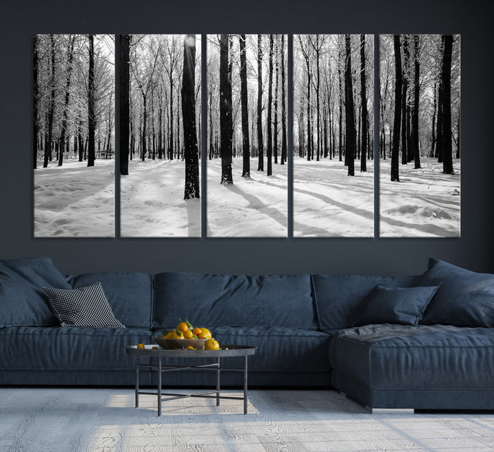 Birch Tree Forest Winter Landscape Large Wall Art Canvas Print