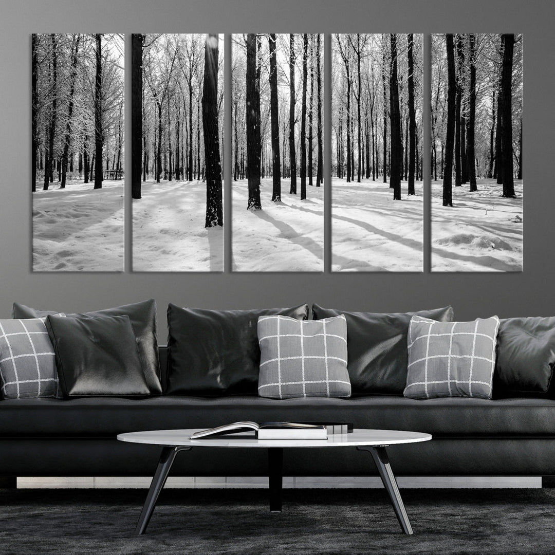 Birch Tree Forest Winter Landscape Large Wall Art Canvas Print