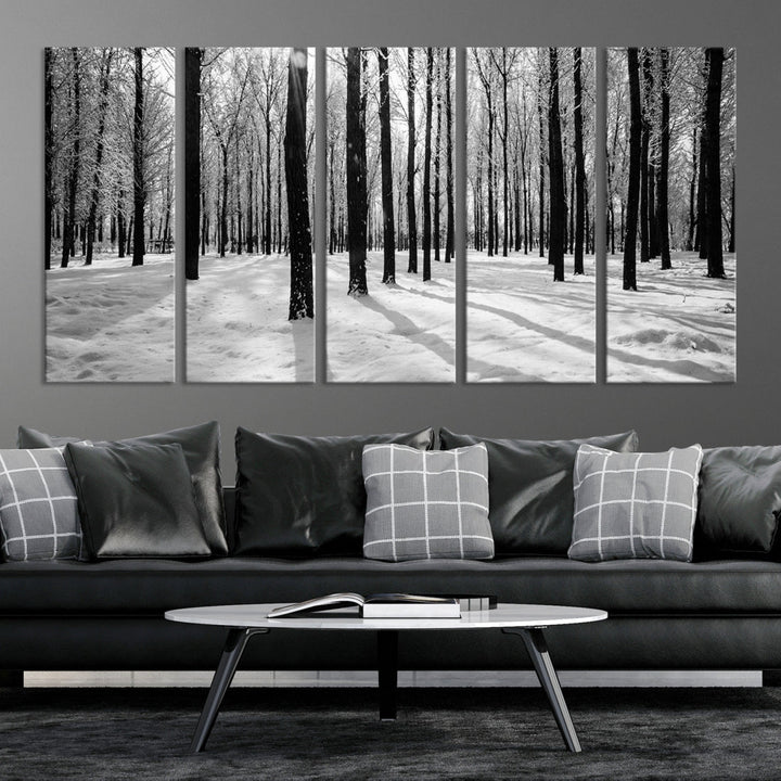 Birch Tree Forest Winter Landscape Large Wall Art Canvas Print