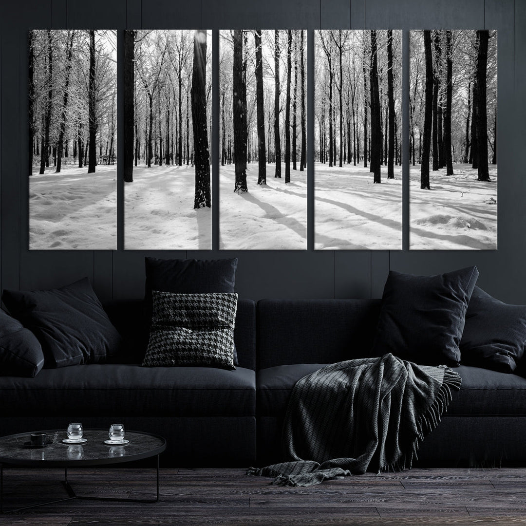 Birch Tree Forest Winter Landscape Large Wall Art Canvas Print