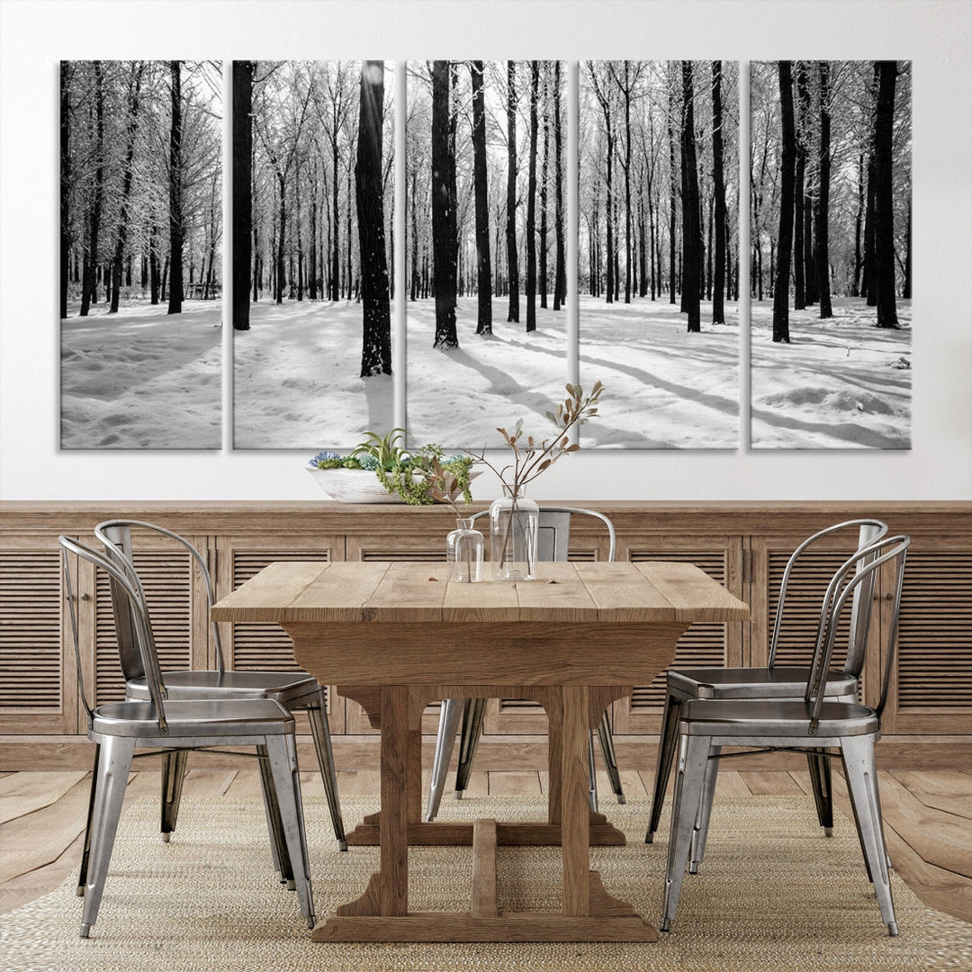 Birch Tree Forest Winter Landscape Large Wall Art Canvas Print