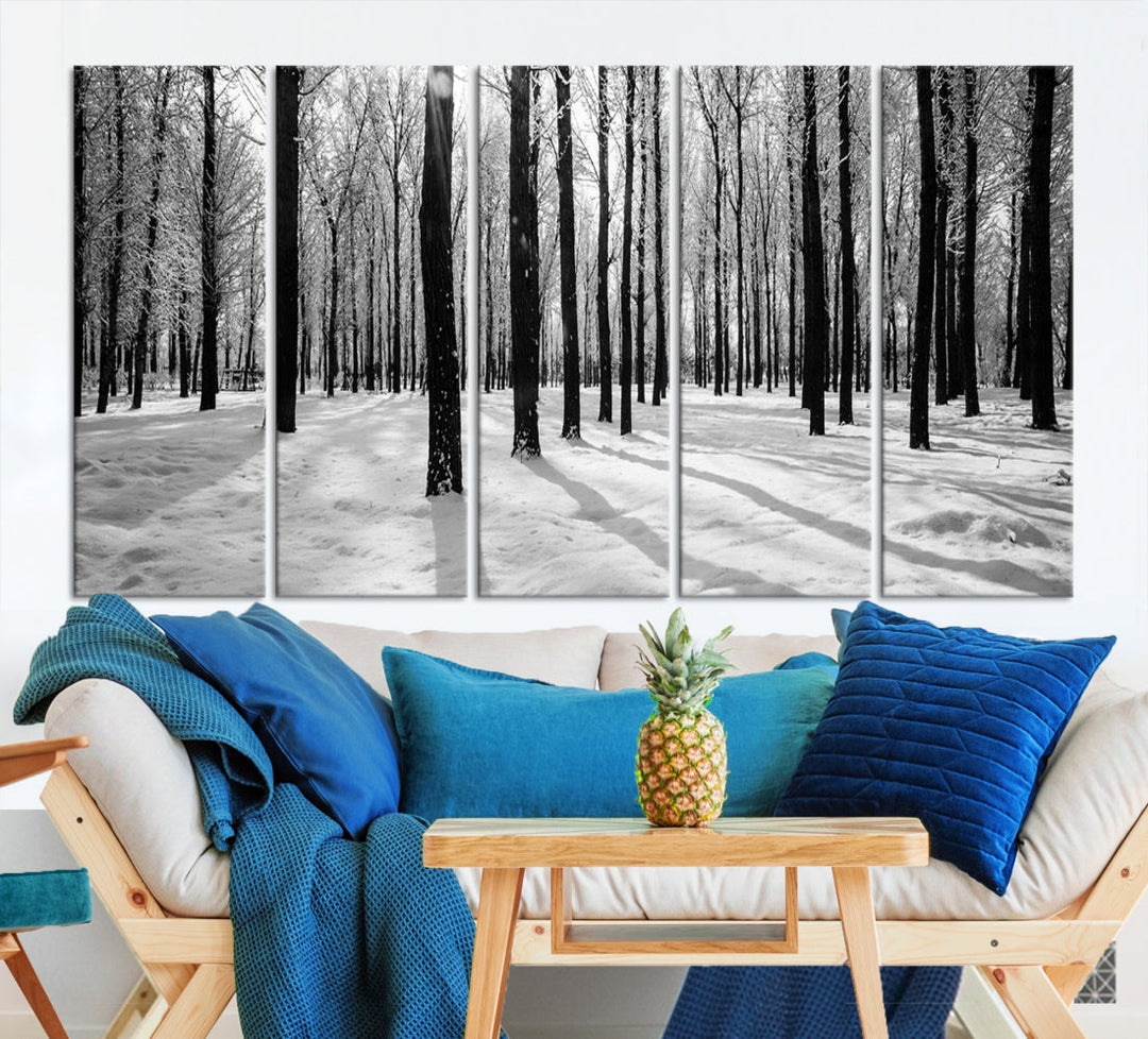 Birch Tree Forest Winter Landscape Large Wall Art Canvas Print