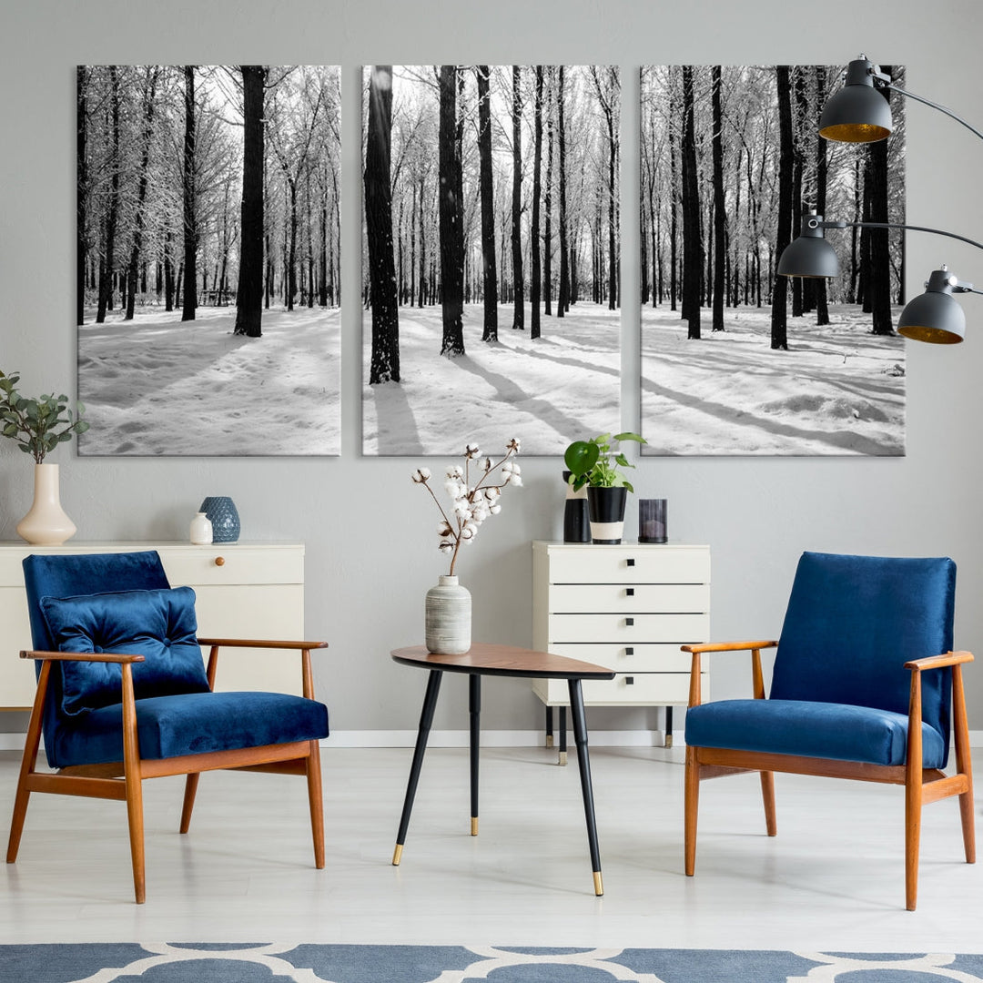 Birch Tree Forest Winter Landscape Large Wall Art Canvas Print