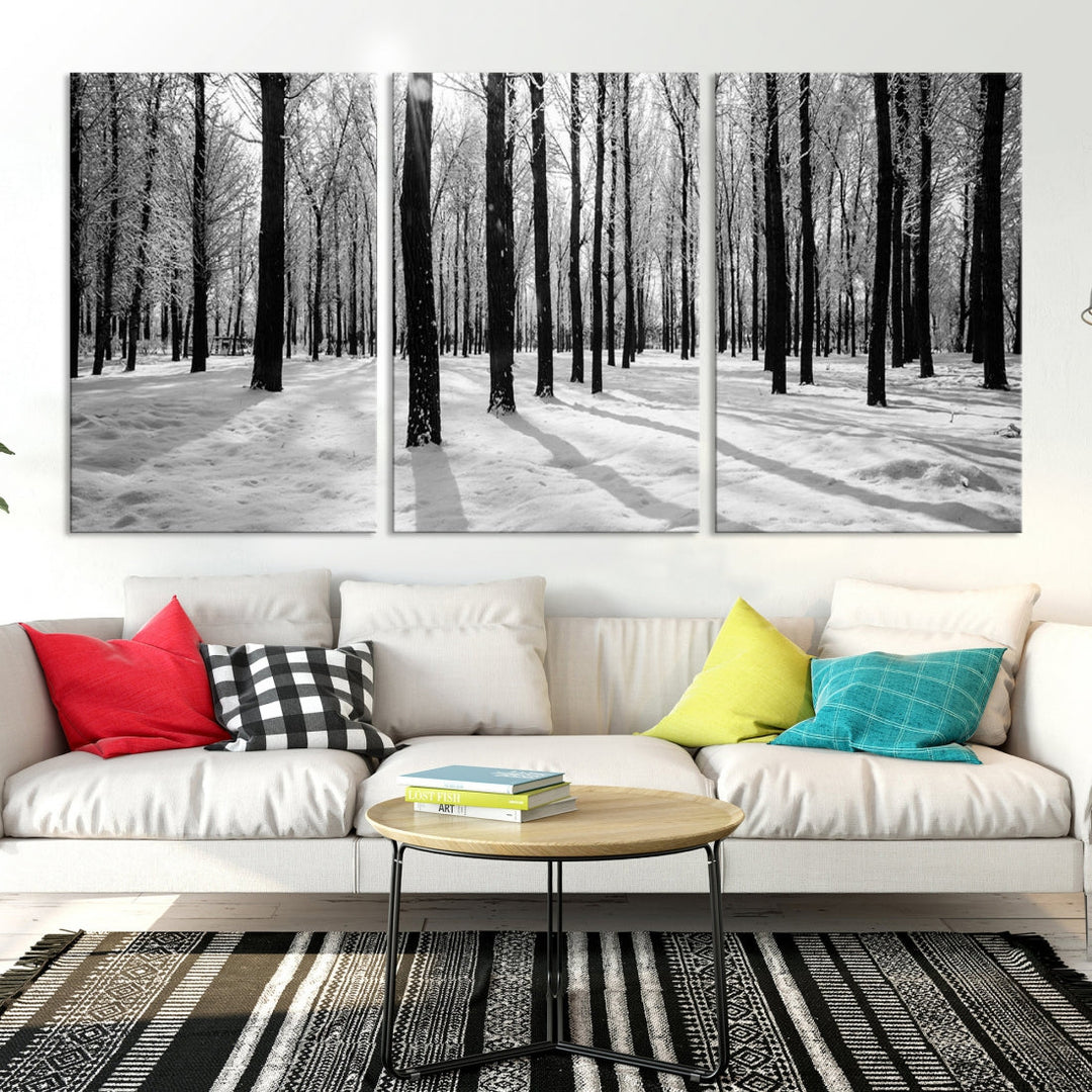 Birch Tree Forest Winter Landscape Large Wall Art Canvas Print