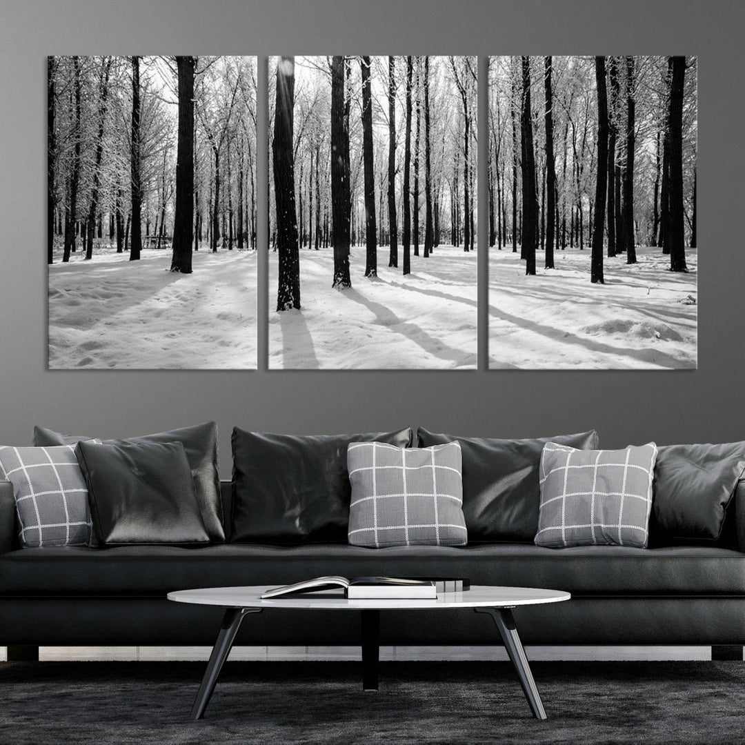 Birch Tree Forest Winter Landscape Large Wall Art Canvas Print