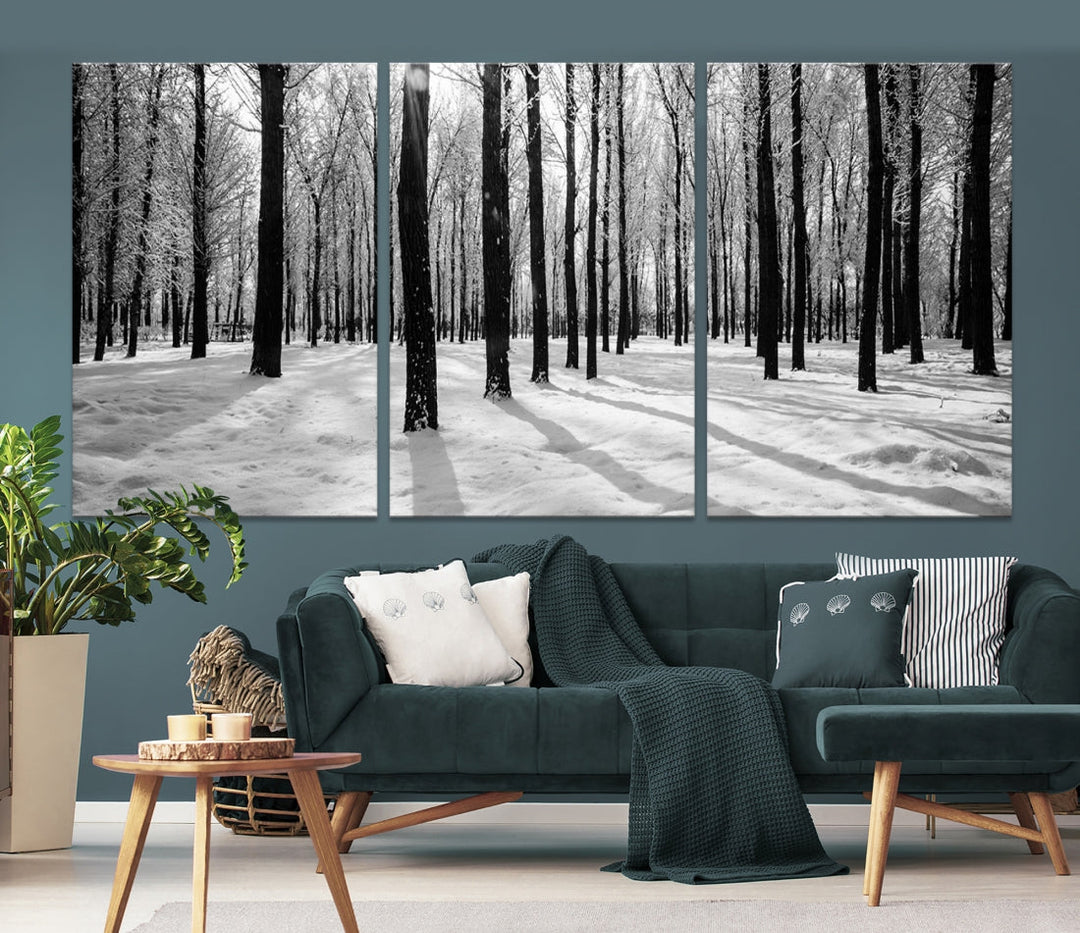 Birch Tree Forest Winter Landscape Large Wall Art Canvas Print