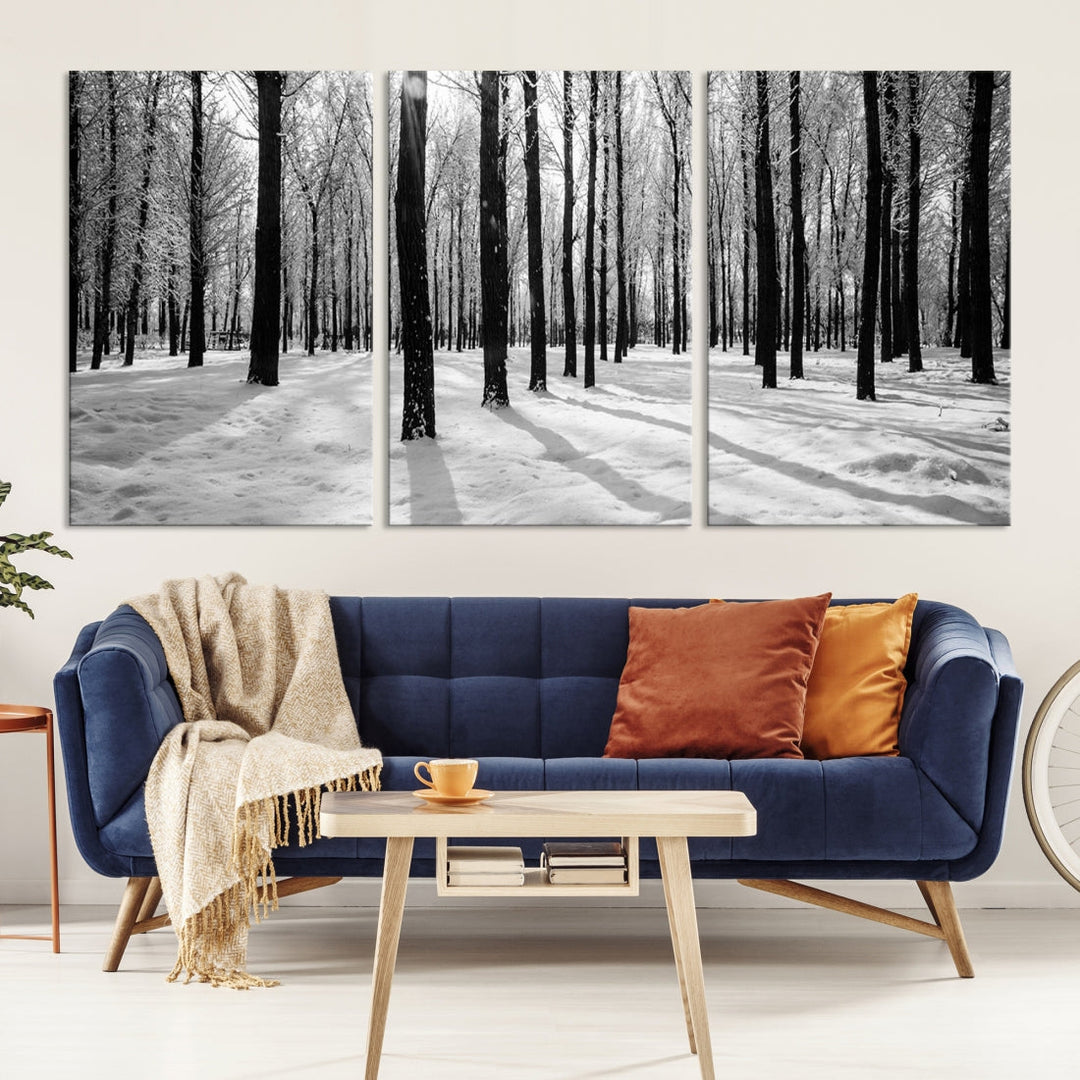 Birch Tree Forest Winter Landscape Large Wall Art Canvas Print