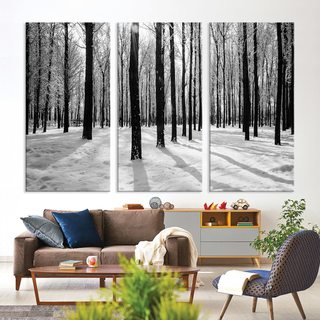 Birch Tree Forest Winter Landscape Large Wall Art Canvas Print