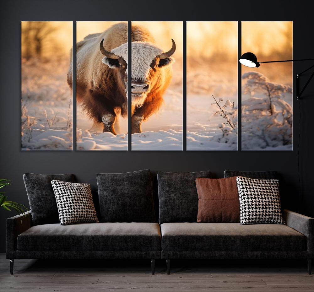 Bison at Sunrise Art Print Alaska Wildlife American Animal Canvas Wall Art