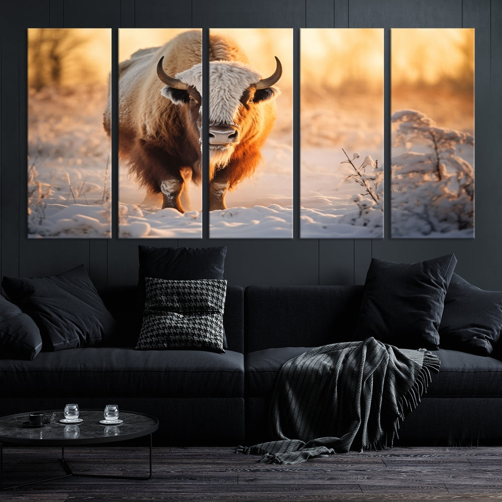 Bison at Sunrise Art Print Alaska Wildlife American Animal Canvas Wall Art