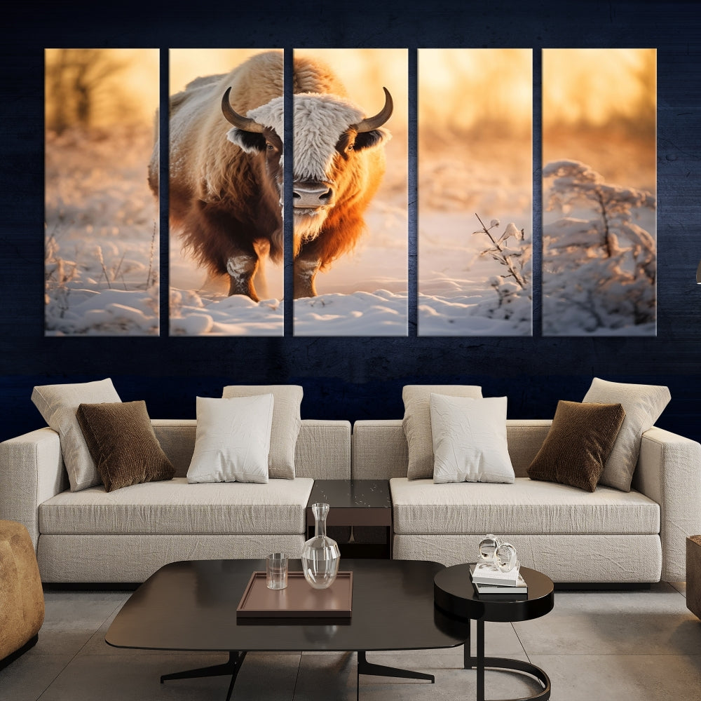 Bison at Sunrise Art Print Alaska Wildlife American Animal Canvas Wall Art