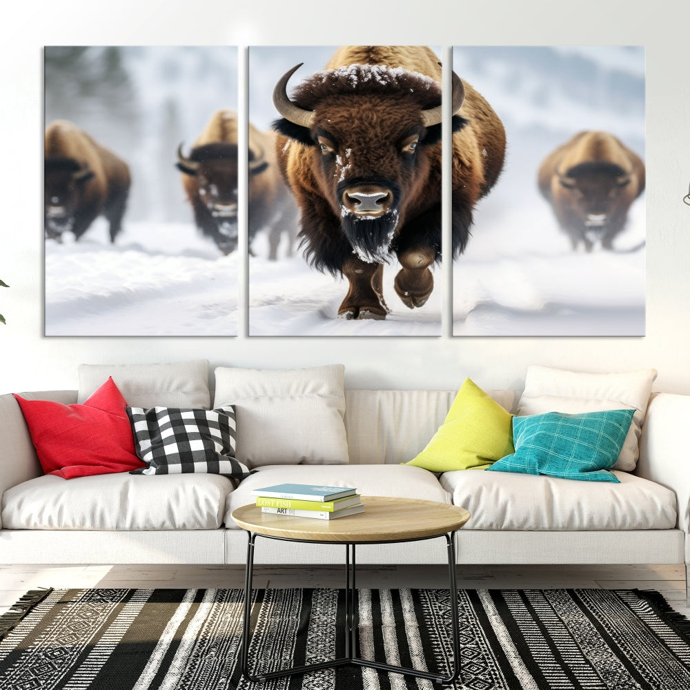 Bison Cow Canvas Wall Art Farmhouse Decor Buffalo Print Rustic Wall Decor Animals Painting Bison Wall Art