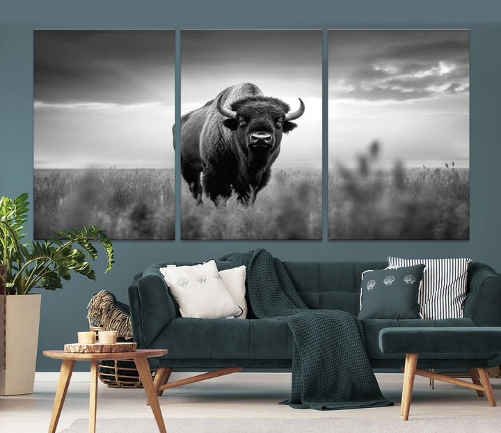 Bison Cow Canvas Wall Art Farmhouse Decor Buffalo Print Rustic Wall Decor Animals Painting Bison Wall Art