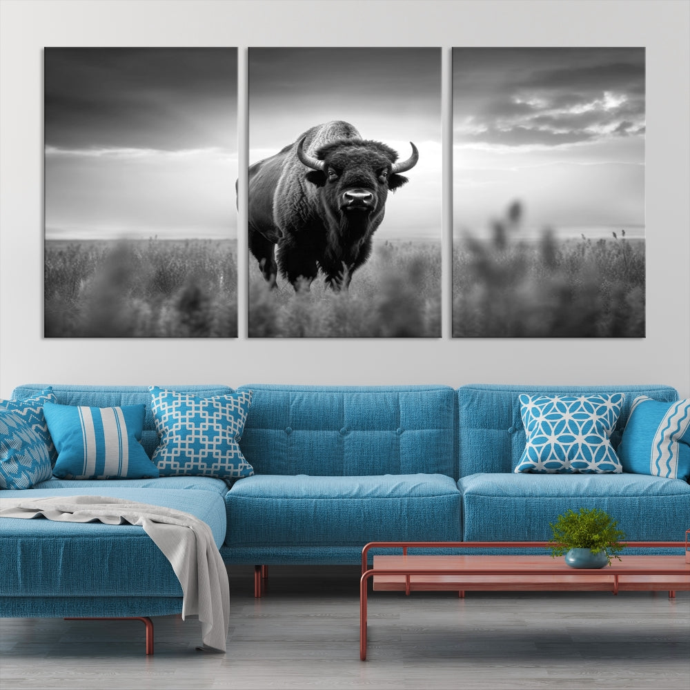 Bison Cow Canvas Wall Art Farmhouse Decor Buffalo Print Rustic Wall Decor Animals Painting Bison Wall Art