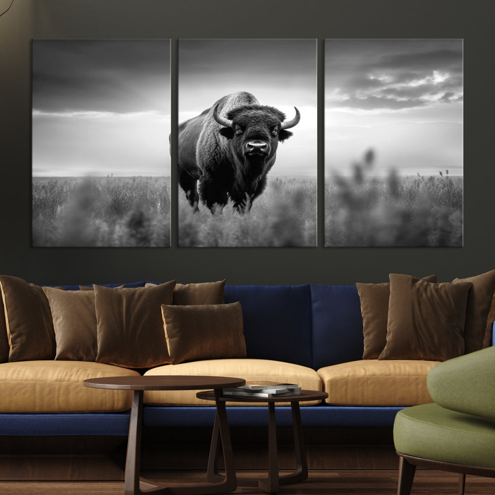 Bison Cow Canvas Wall Art Farmhouse Decor Buffalo Print Rustic Wall Decor Animals Painting Bison Wall Art