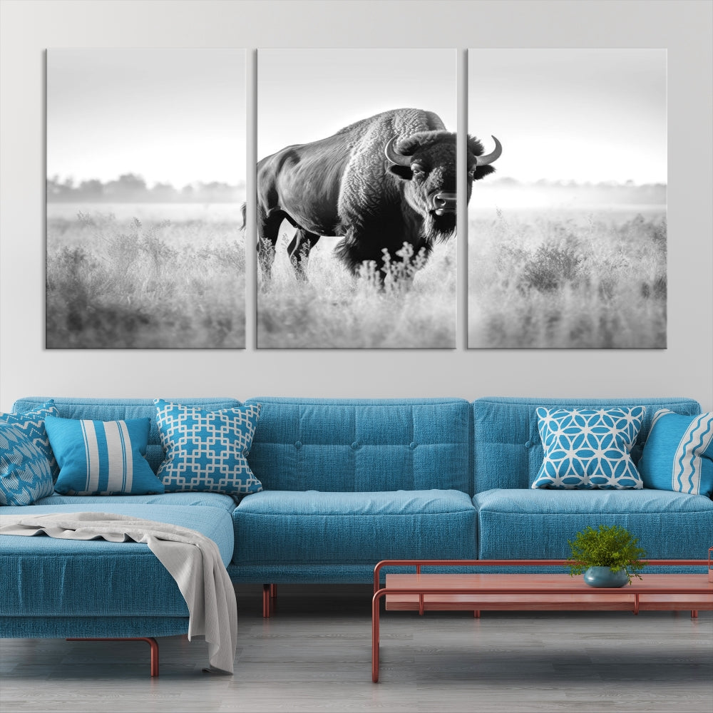 Bison Cow Canvas Wall Art Farmhouse Decor Buffalo Print Rustic Wall Decor Animals Painting Bison Wall Art