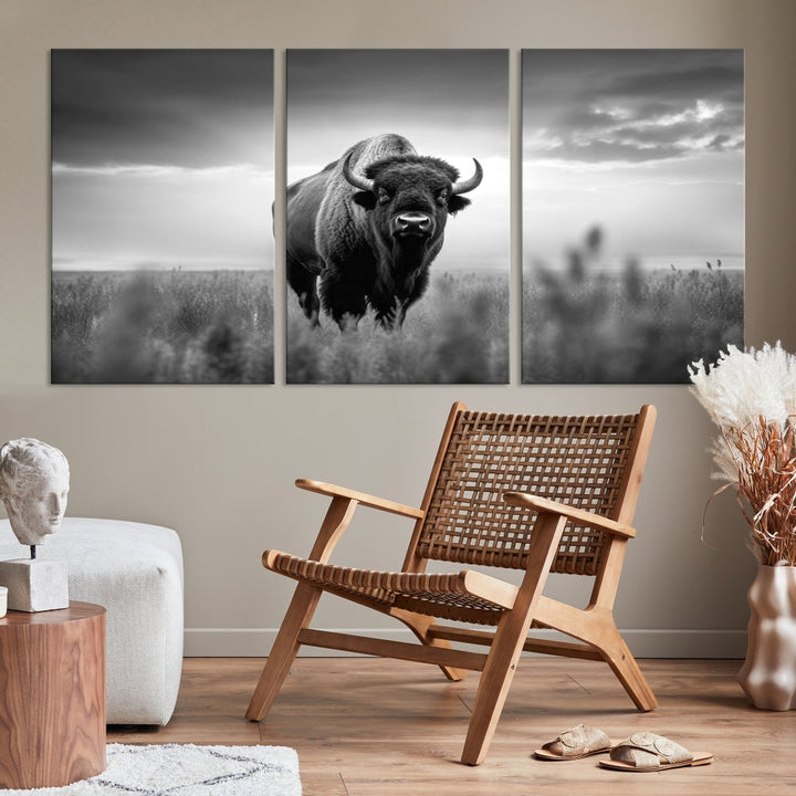 Bison Cow Canvas Wall Art Farmhouse Decor Buffalo Print Rustic Wall Decor Animals Painting Bison Wall Art