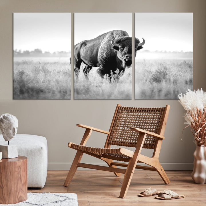 Bison Cow Canvas Wall Art Farmhouse Decor Buffalo Print Rustic Wall Decor Animals Painting Bison Wall Art