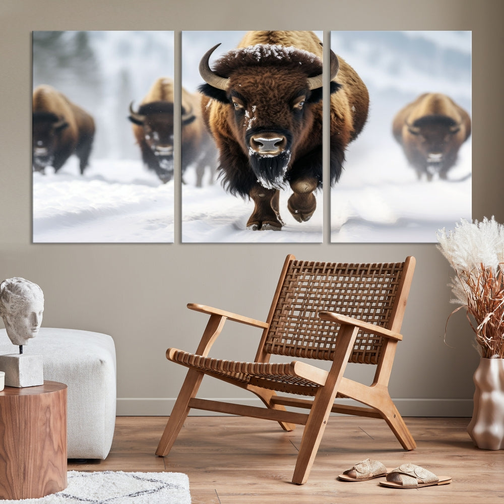 Bison Cow Canvas Wall Art Farmhouse Decor Buffalo Print Rustic Wall Decor Animals Painting Bison Wall Art