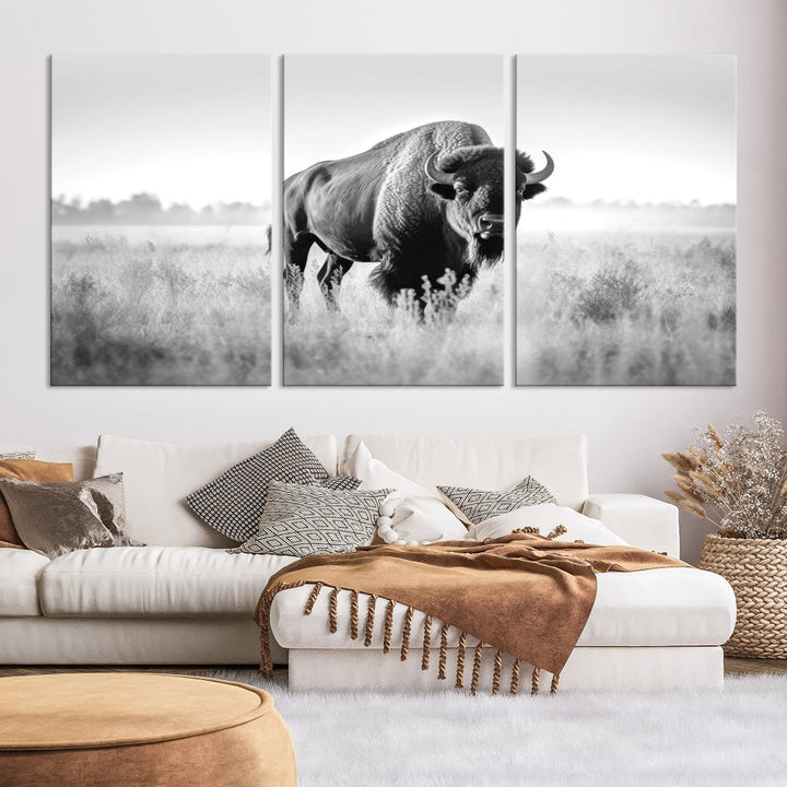 Bison Cow Canvas Wall Art Farmhouse Decor Buffalo Print Rustic Wall Decor Animals Painting Bison Wall Art