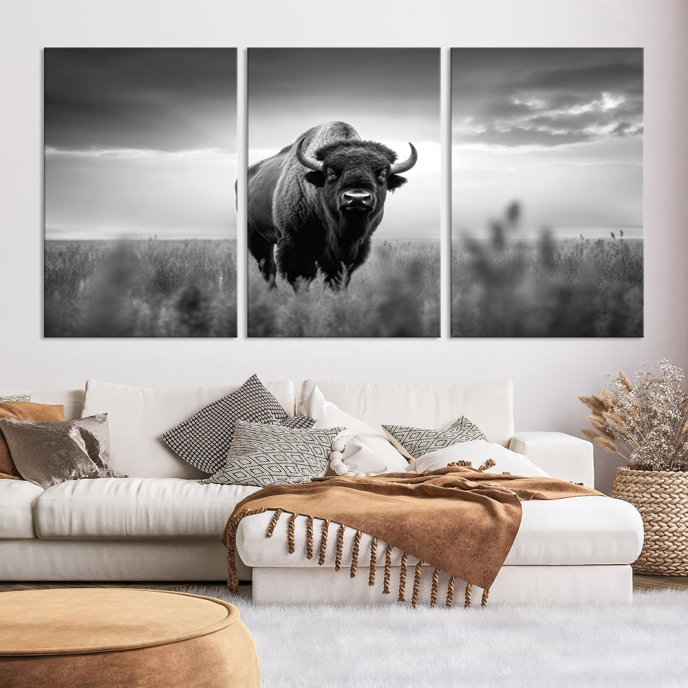 Bison Cow Canvas Wall Art Farmhouse Decor Buffalo Print Rustic Wall Decor Animals Painting Bison Wall Art