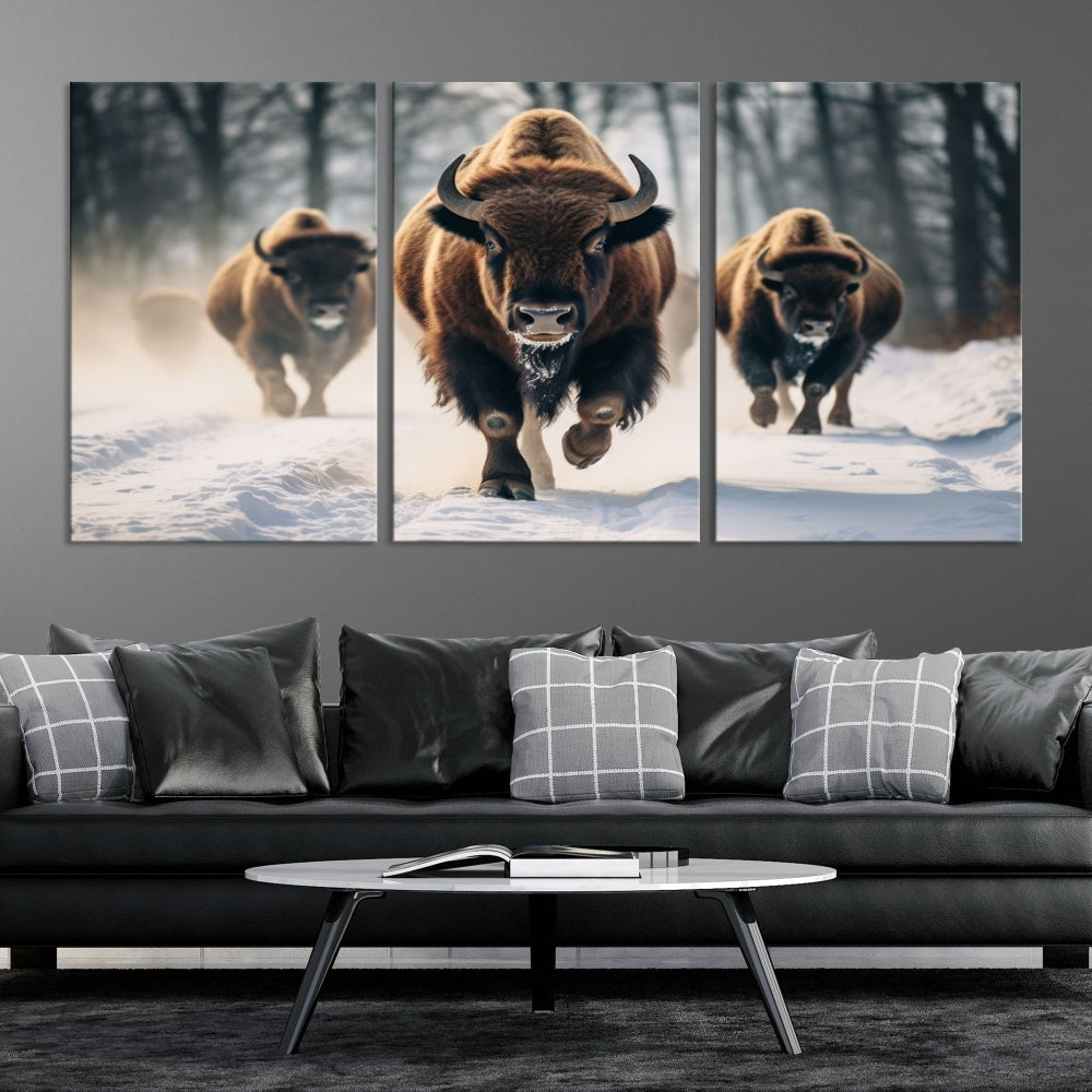 Bison Cow Canvas Wall Art Farmhouse Decor Buffalo Print Rustic Wall Decor Animals Painting Bison Wall Art